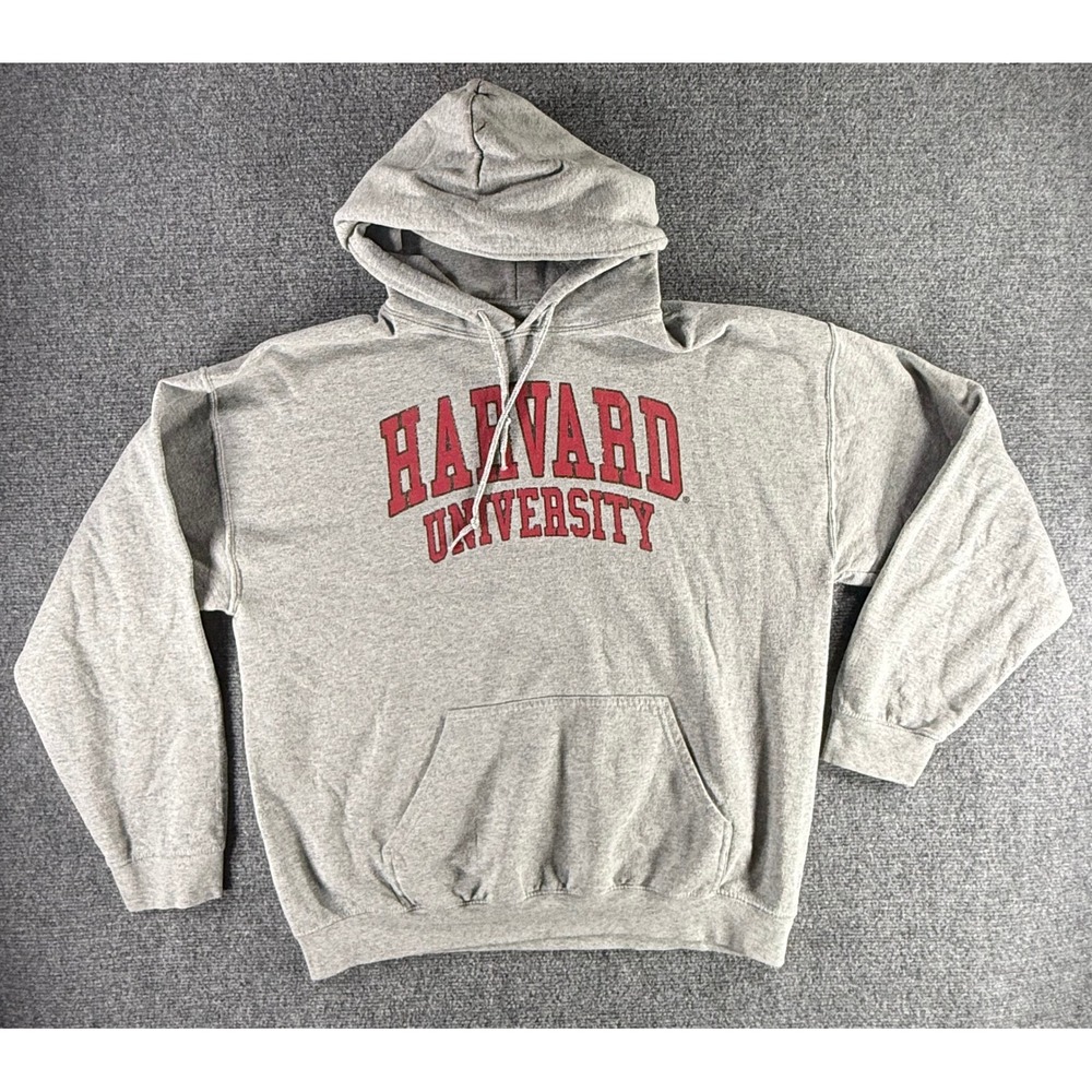 Harvard University Hoodie Gray Crimson Collegiate Sweatshirt Mens L